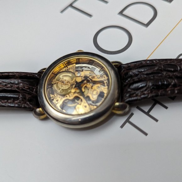 Skeleton Watch Cardini One Jewel Ruby Watch 18k gold Plated Mechanical Wind Up - Picture 3 of 8